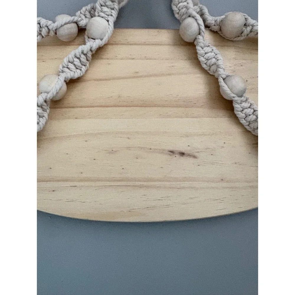 New Macrame Hanging Shelf Wood Beads Bohemian Decor Home‎ Wall Plant Decor